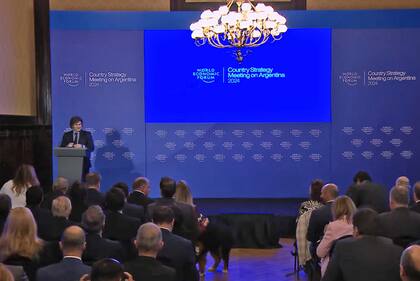 Javier Milei durante su discurso en el World Economic Forum