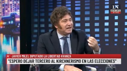 Javier Milei durante una entrevista con LN+