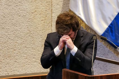 Javier Milei durante una sesión especial en el Parlamento israelí