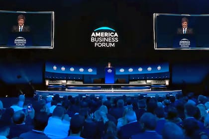 Javier Milei en el American Business Forum, en Miami
