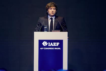 Javier Milei en el congreso de IAEF