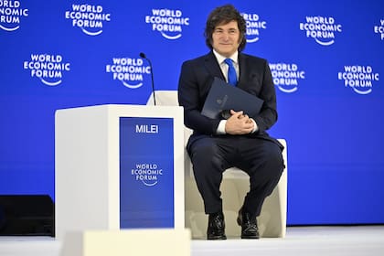 Javier Milei, en el Foro Económico Mundial en Davos, Suiza.