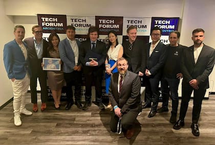 Javier Milei en el Tech Forum, con empresarios que estuvieron ligados a la criptomoneda $LIBRA