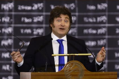 Javier Milei en la Bolsa de Comercio