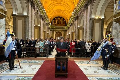 Javier Milei en la Catedral durante el Tedeum