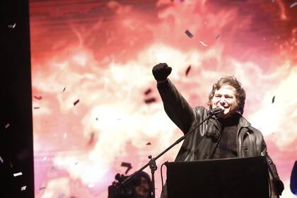 Javier Milei en su acto de El Porvenir, en 2022