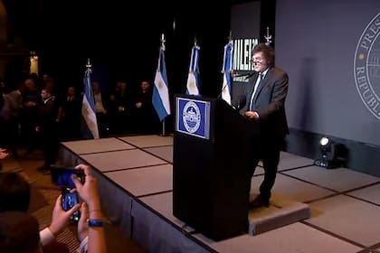 Javier Milei, en su primer discurso como presidente electo