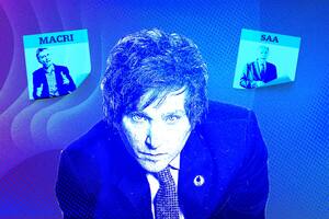 Javier Milei, entre Mauricio Macri y Adolfo Rodríguez Saá