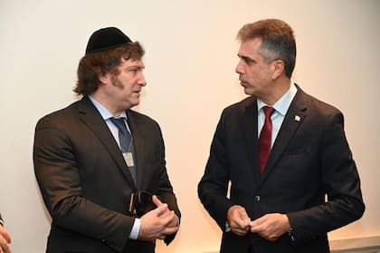 Javier Milei junto al canciller israelí, Eli Cohen