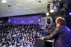 Javier Milei, la semana pasada, al encabezar un acto en La Plata