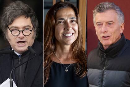 Javier Milei, María Eugenia Talerico y Mauricio Macri