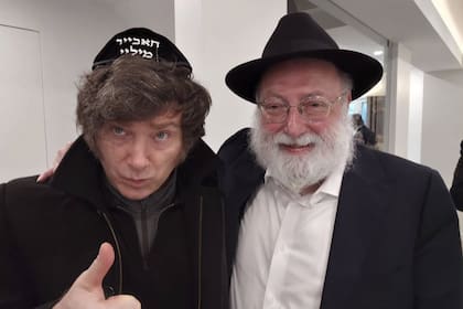 Javier Milei y el rabino Simon Jacobson, en Nueva York.