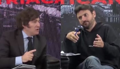 Javier Milei y Juan Grabois, en el debate que compartieron en Perfil
