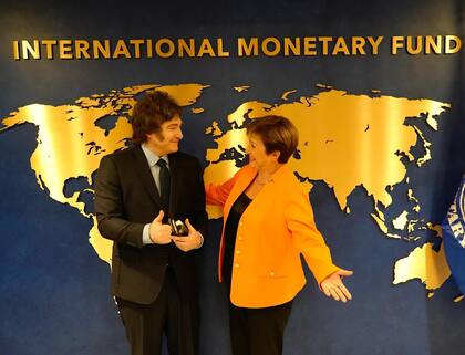 Javier Milei y Kristalina Georgieva en la sede del FMI