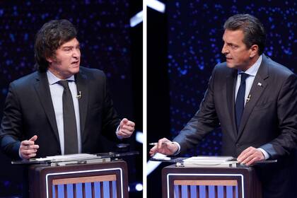 Javier Milei y Sergio Massa, en el debate previo al balotaje