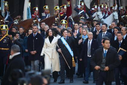 Javier Milei y Victoria Villarruel a la salida de Tedeum