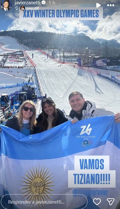 Javier "Pupi" Zanetti presente para alentar a Tiziano Gravier