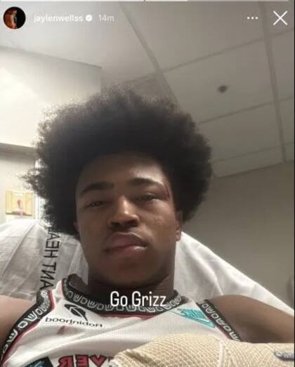 Jaylen Wells posteó en su cuenta de Instagram una imagen desde la clínica en la que fue internado