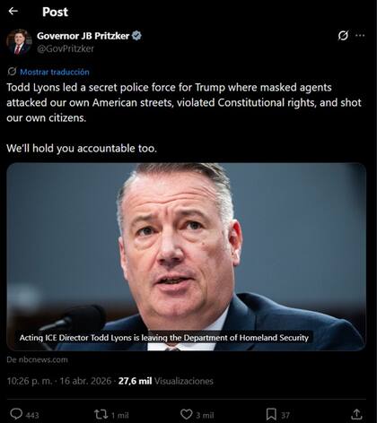 JB Pritzker calificó los métodos usados por Lyons de ataques contra los derechos constitucionales