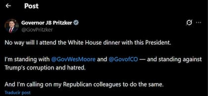 JB Pritzker pide a los gobernadores republicanos que no asistan a la cena anual en la Casa Blanca