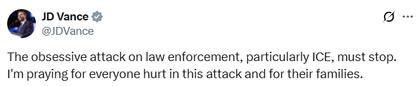 JD condenó el ataque contra el ICE (X: @JDVance)