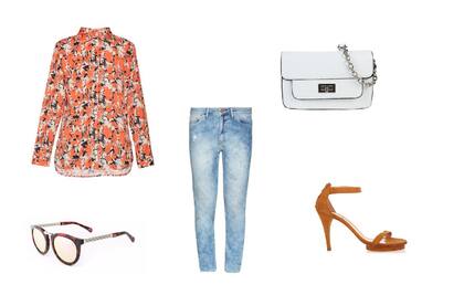 Jean (Cacharel, $2100) Anteojos (Elizabeth Arden) Camisa (Vero Alfie, $1613 sale The Net Boutique) Cartera (Prune, $990) Sandalias (Sette)