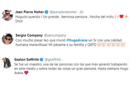 Jean Pierre Noher, Sergio Company, Gastón Soffritti también despidieron de Hugo Arana con cálidas palabras