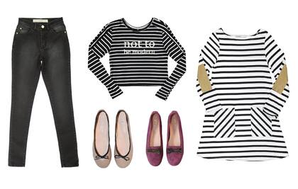 Jean ( Square, $980) Vestido( Square, $770) Remera (Square, $370) Chatitas ( The French Factory, consultar precio)