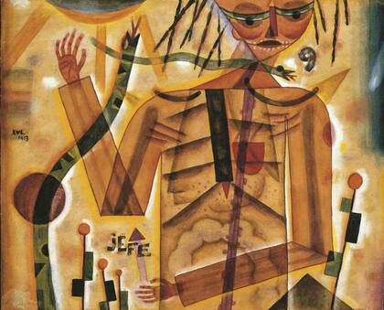 Jefe de Sierpes (1923), de Xul Solar, nacido un día como hoy, realizada con acuarela y grafito sobre papel montado sobre cartón