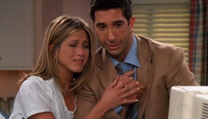 Jennifer Aniston como Rachel Green y David Schwimmer como Ross Geller en Friends