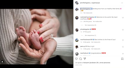 Jennifer Gates, anunció que había dado a luz a su primer hijo con su esposo, Nayel Nassar