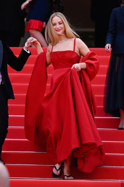 Jennifer Lawrence en la alfombra roja del Festival de Cannes 2023.