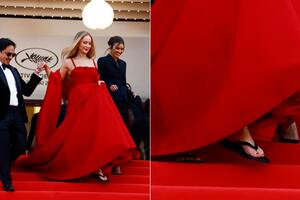 Jennifer Lawrence reveló por qué uso ojotas en la alfombra roja de Cannes 2023