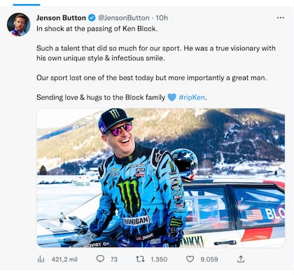 Jenson Button lamentó la muerte del reconocido piloto