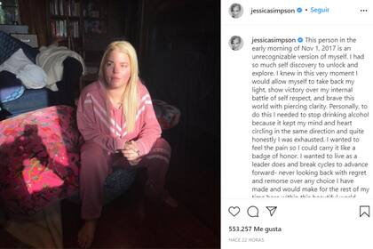 Jessica Simpson hizo un profundo posteo en su cuenta de Instagram donde habló sobre su adicción al alcohol