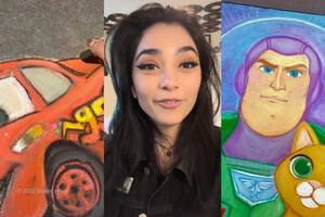 Sueña con trabajar en Pixar y es furor en TikTok al mostrar los dibujos de animación que hace con tiza