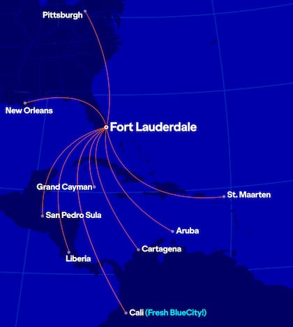JetBlue incorporará siete rutas internacionales y dos nacionales desde FLL para noviembre