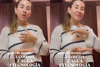 Jimena Barón compartió la "regla 3,2,1" para comer, beber agua y usar la tecnología antes de ir a dormir (Foto: Captura de video / Instagram @jmena)