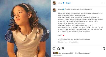 Jimena Barón emocionó a todos al mostrar el sueño de la casa propia (Foto: Instagram/@jmena)