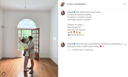 Jimena Baron en su nueva casa