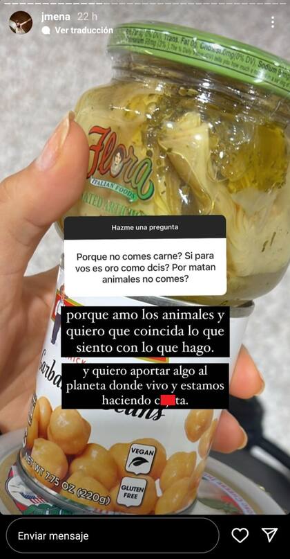 Jimena Barón habló sobre el vegetarianismo