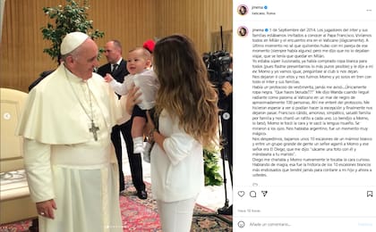 Jimena Baron rememoró cómo fue su encuentro con el papa Francisco en el Vaticano (Foto: Instagram @jmena)