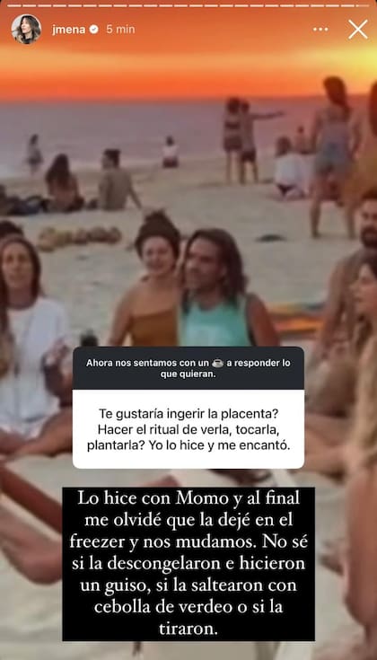 Jimena Barón reveló qué hizo con la placenta de Momo (Foto: Instagram @jmena)