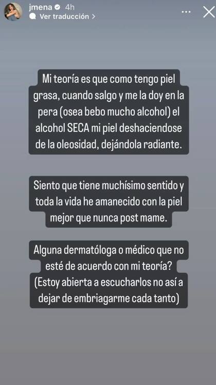 Jimena Barón y un debate sobre el consumo de alcohol