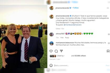 Jimena y un sentido posteo para su esposo (Foto Instagram @jimemonteverde)