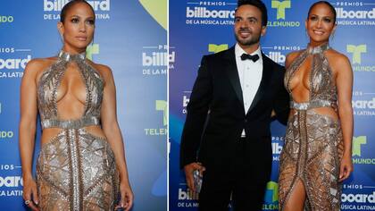 JLo fue la gran figura de la noche y, además, cual Mirtha Legrand, se la pudo ver con dos vestidos diferentes, pero con la misma inspiración
