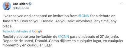 Joe Biden aceptó el debate presidencial contra Donald Trump