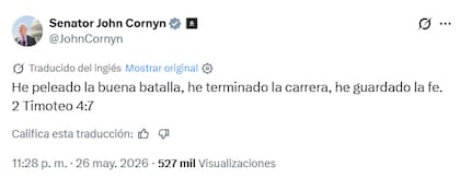 John Cornyn reconoció su derrota ante Ken Paxton en Texas
