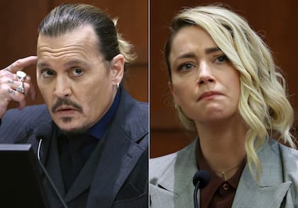 Johnny Depp y Amber durante el juicio (AP Foto, Archivo)