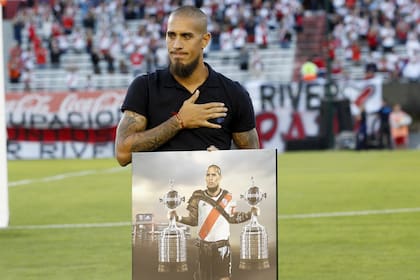 Jonatan Maidana en su despedida de River antes de marcharse a Toluca de México en 2019